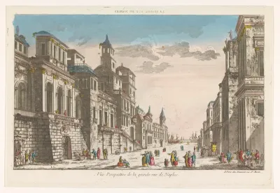 Gezicht op een straat richting de zee te Napels