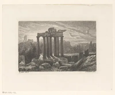Gezicht op een tempel in Rome