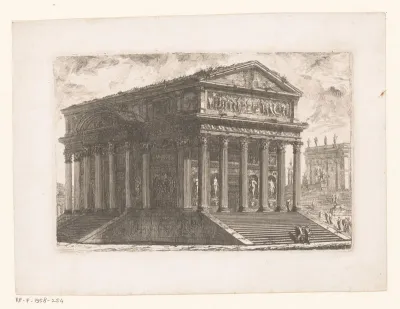 Gezicht op een tempel