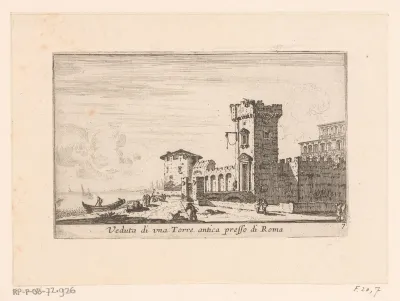 Gezicht op een toren in de buurt van Rome