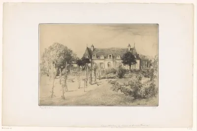 Gezicht op een tuin bij een huis