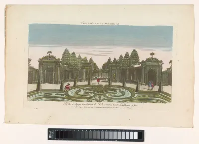 Gezicht op een tuin van de graaf van Althann
