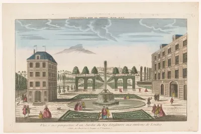 Gezicht op een tuin van de koning van Engeland in de omgeving van de stad Londen
