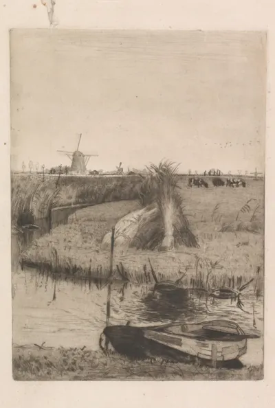 Gezicht op een veld met korenschoven
