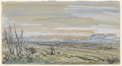 Gezicht op een vlak landschap
