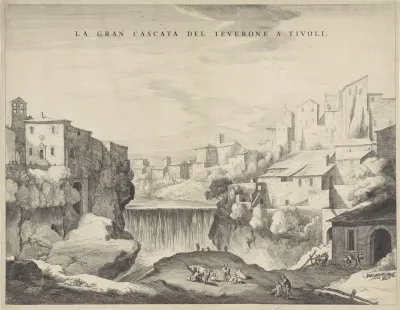 Gezicht op een waterval bij Tivoli
