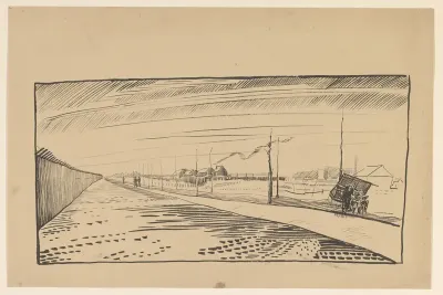 Gezicht op een weg bij een haven