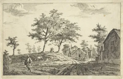 Gezicht op een weg door een dorp
