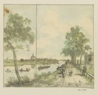 Gezicht op een weg langs het water