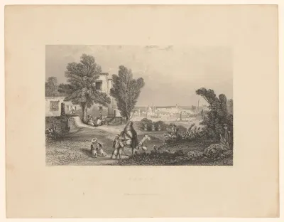 Gezicht op een weg langs huizen naar Tunis