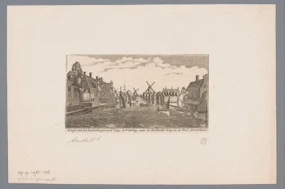 Gezicht op een wetering richting de Stadlanderbrug en Amsterdam