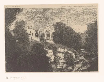 Gezicht op Egglestone Abbey, gezien vanaf de Tees