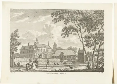 Gezicht op Eminga (Drinkuitsma) State te Goutum