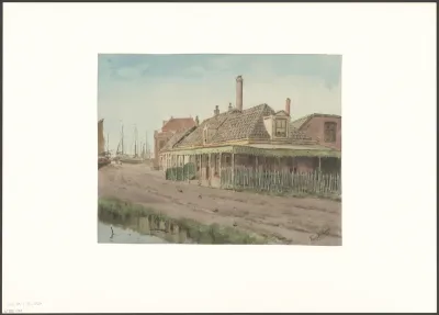 Gezicht op enkele gebouwen aan de Omval