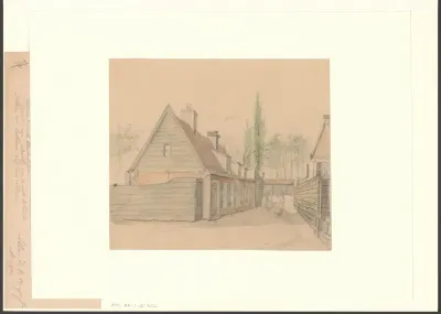 Gezicht op enkele huizen aan de Trapjesschans bij molen De Liefde