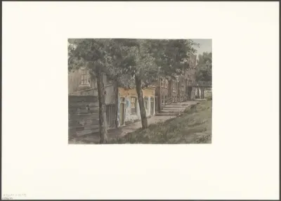 Gezicht op enkele huizen aan de Weesperzijde