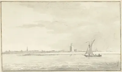 Gezicht op Enkhuizen van zee