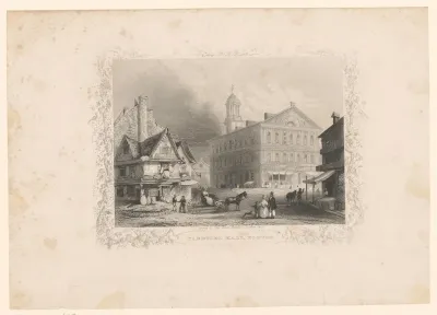 Gezicht op Faneuil Hall te Boston