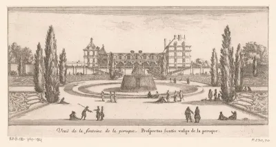 Gezicht op fontein voor kasteel Rochefoucauld