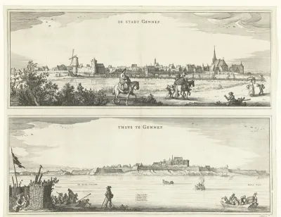 Gezicht op Gennep en Huis te Gennep, 1641