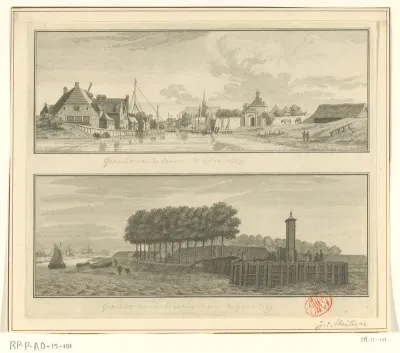 Gezicht op Goes, 1743 / Gezicht op de haven en Westerschans te Goes, 1743