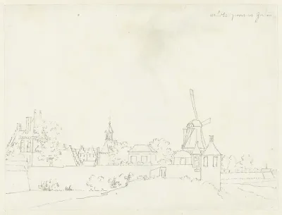 Gezicht op Gorinchem met de Arkelse poort (?)