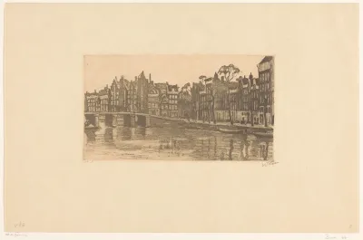 Gezicht op grachtenhuizen in Amsterdam