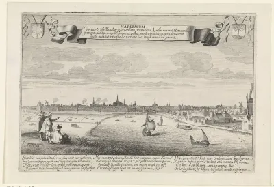 Gezicht op Haarlem en het Spaarne vanuit het zuiden
