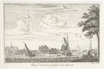 Gezicht op Haarlem over het water