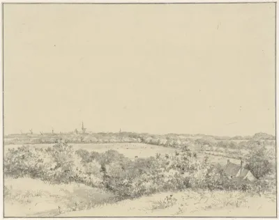 Gezicht op Haarlem, van de duinen uit gezien
