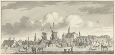 Gezicht op Haarlem vanuit het noordwesten