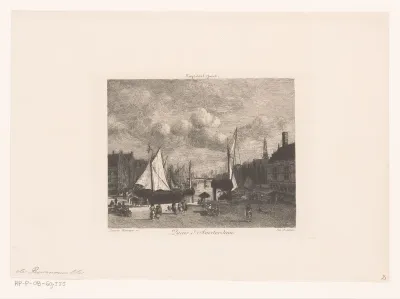 Gezicht op haven in Amsterdam