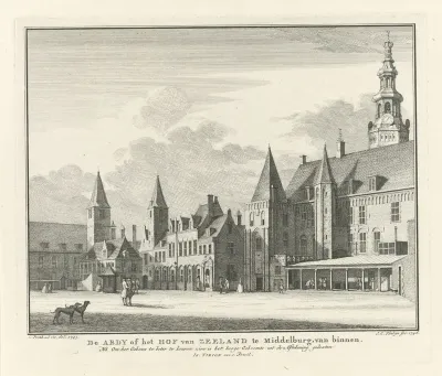 Gezicht op het Abdijplein te Middelburg, 1743