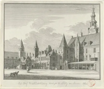Gezicht op het Abdijplein te Middelburg, 1743