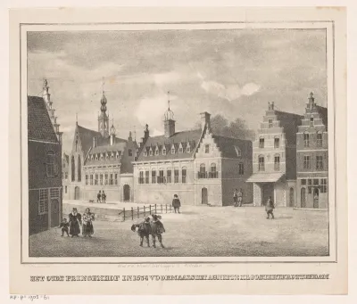 Gezicht op het Agnietenklooster in Rotterdam in 1574