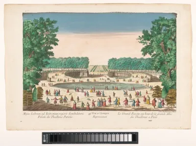 Gezicht op het Bassin Octogonal in de Jardin des Tuileries te Parijs
