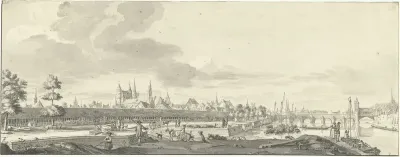 Gezicht op het Bat en de Maasbrug te Maastricht