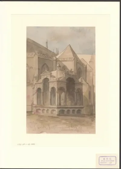 Gezicht op het Bekkeneelshuisje van de Nieuwe Kerk