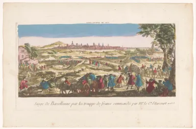Gezicht op het beleg van Barcelona door de Fransen in 1635