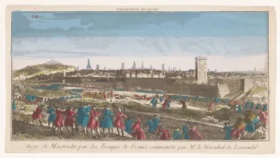 Gezicht op het beleg van Maastricht door de Fransen in 1748