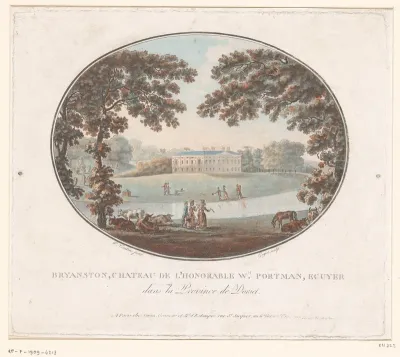 Gezicht op het buitenhuis van Sir William Portman te Bryanston