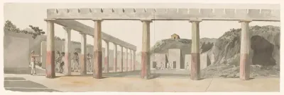 Gezicht op het Campo Romano binnen de muren van Agrigentum met de Asklepiostempel
