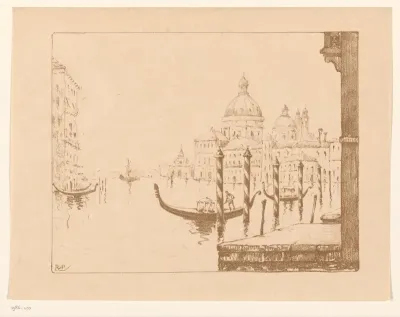 Gezicht op het Canal Grande en de Santa Maria della Salute, te Venetië