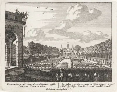 Gezicht op het Catshuis in park Zorgvliet te Den Haag