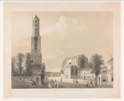 Gezicht op het Domplein in Utrecht