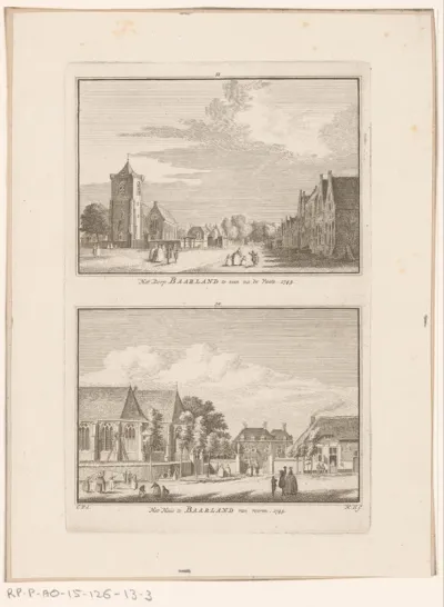 Gezicht op het dorp Baarland en gezicht op het dorp en Slot Baarland, 1745