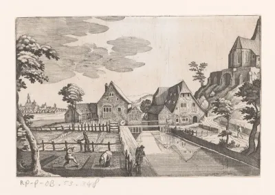 Gezicht op het dorp Berg bij Stuttgart