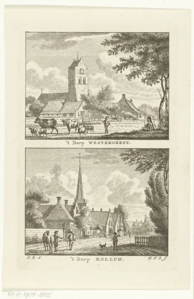 Gezicht op het dorp Westergeest en dorpsgezicht te Kollum