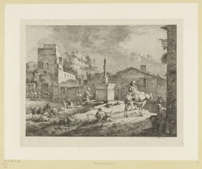 Gezicht op het dorpsplein van Bourg-Saint-Andéol