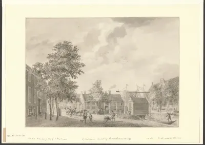 Gezicht op het einde van de Overtoom, hoek Amstelveenseweg